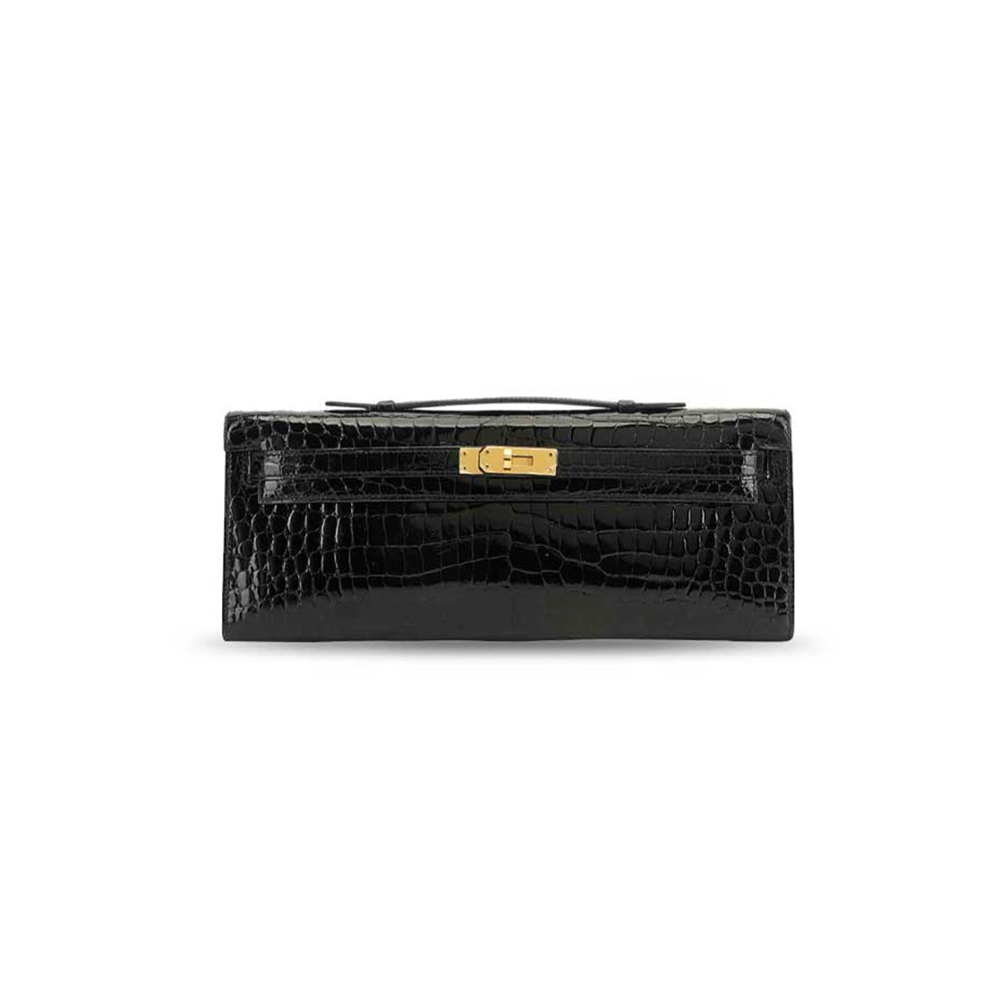 H**mes MASTER KELLY CUTBLACK POROSUS SHINYCROC GHW (31*13*2cm)