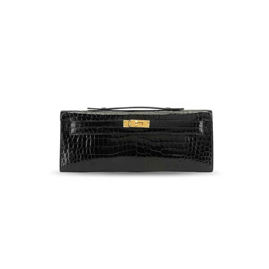 H**mes MASTER KELLY CUTBLACK POROSUS SHINYCROC GHW (31*13*2cm)