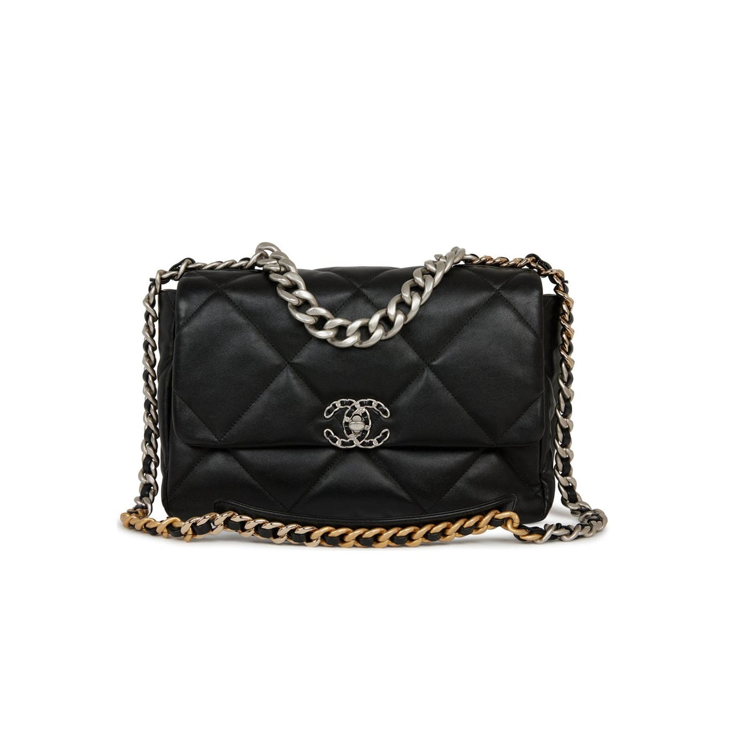 Ch*el large 19 flap bag black lambskin mixed hardware (30*20*9cm)