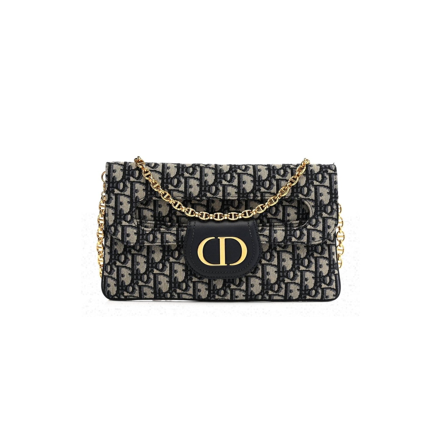 D*or oblique medium D*ordouble chain bag blue (28*17*1.9cm)
