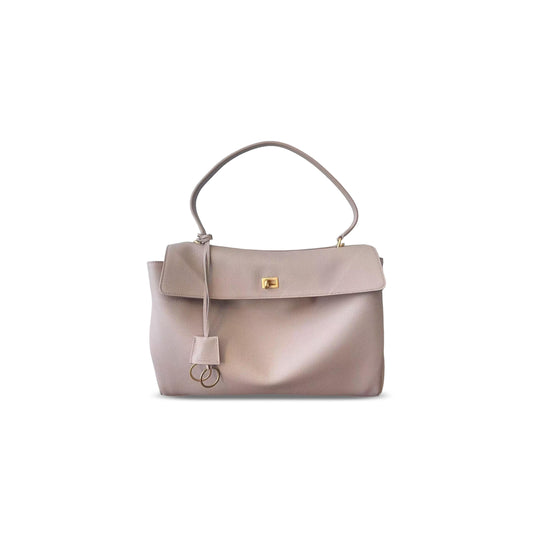 Ba1en*iaga women''s rodeo handbag large grained calfskin in sesame 789744 (40*30*13cm)