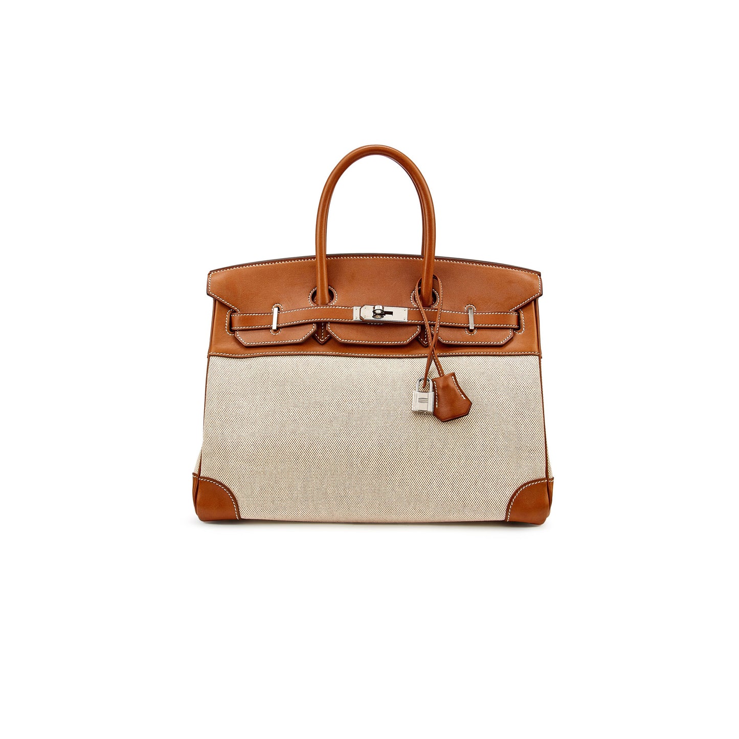 h**mes birkin 35 calico and G01den brown leather bag 8023220073 (35*24*18cm)