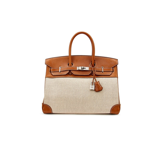 h**mes birkin 35 calico and G01den brown leather bag 8023220073 (35*24*18cm)