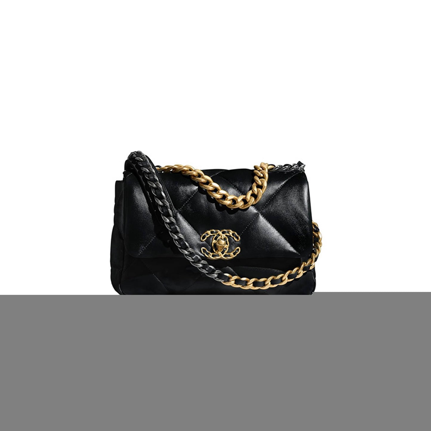 Ch*el master 19 handbag lambskingold-tone silver-tone & ruthenium-finish metal black as1160 (26*16*9cm)