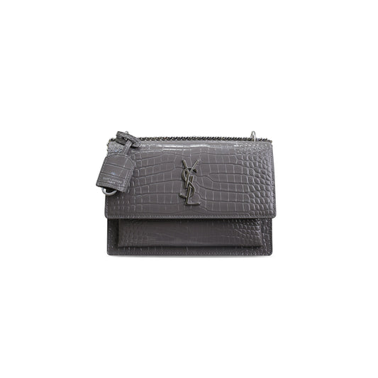 Y*L sunset medium chain bag in crocodile-embossed shiny leather 42290629259631 (22*16*6.5cm)