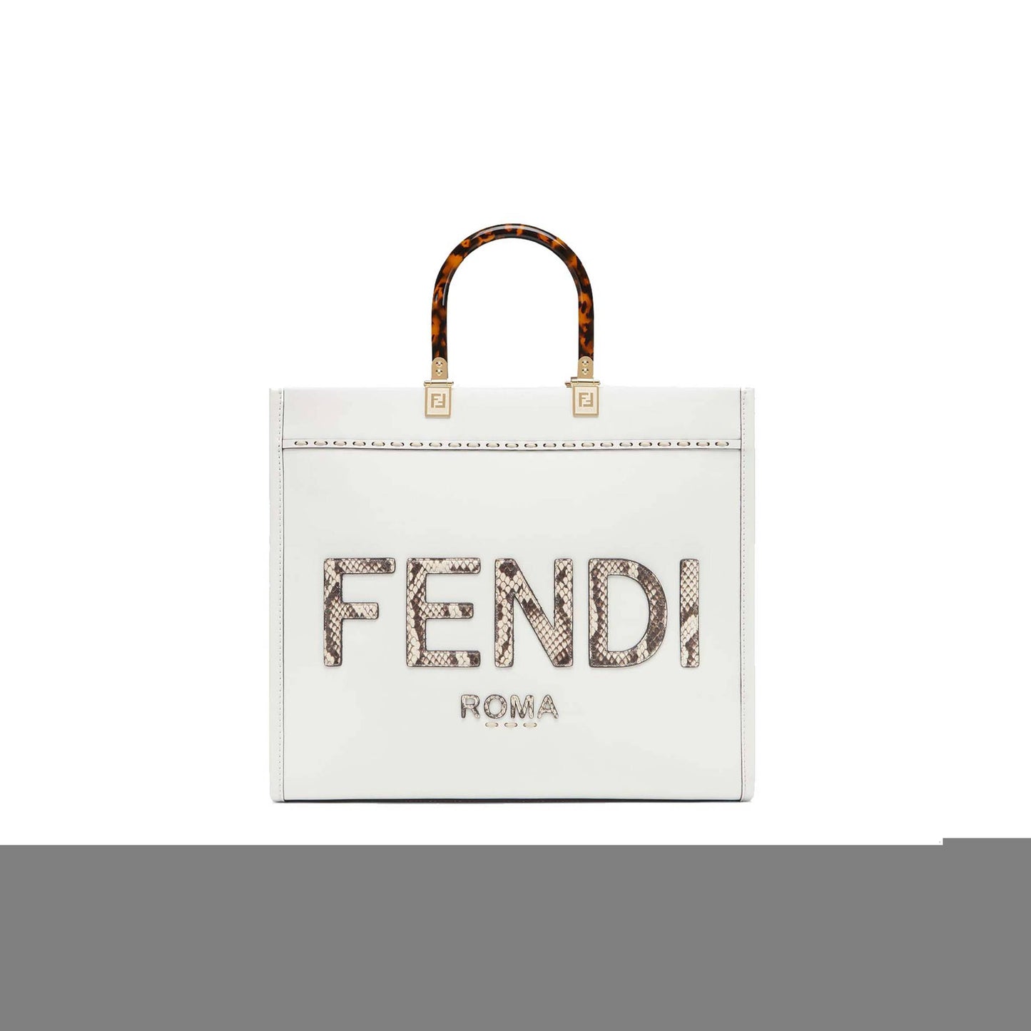 F**di sunshine medium - white leather and elaphe shopper 8bh386ahn5f1ju5 (35*31*17cm)
