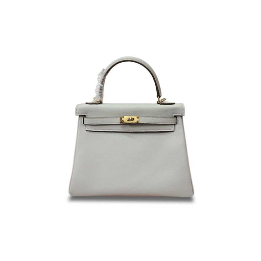 H**mes kelly 25 pearl gray swift gold buckle (25*17*7cm)