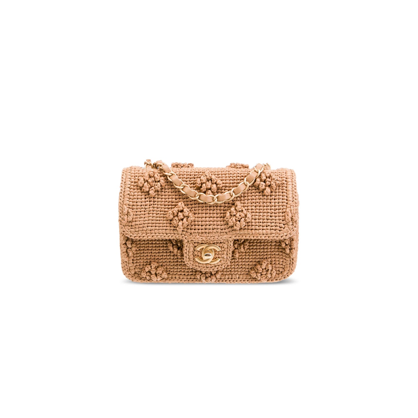 Ch**el master 24p mini flap bag raffia as4518 (19.5*12.5*6.5cm)