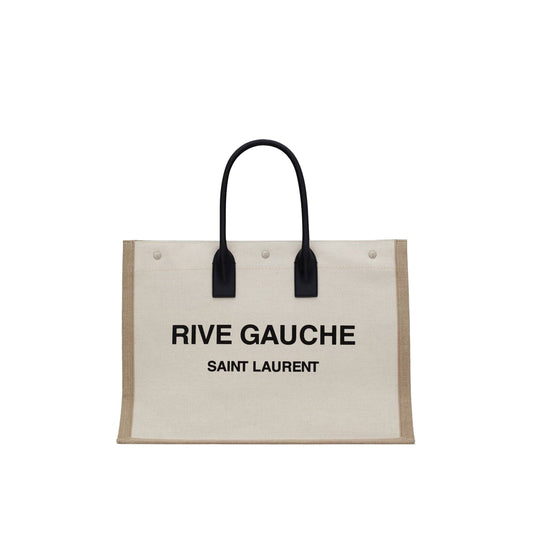 Y*L rive gauche tote bag in linen and leather 499290faabr9054 (48*36*16cm)