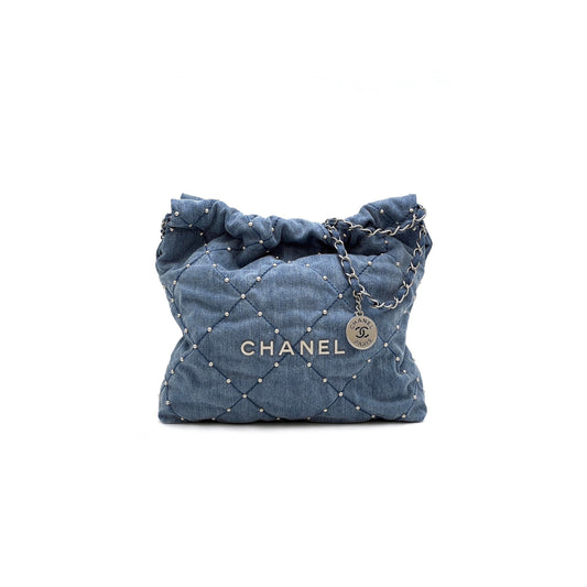 Ch*el master 22bag small denim rivets as3260 (37*35*7cm)