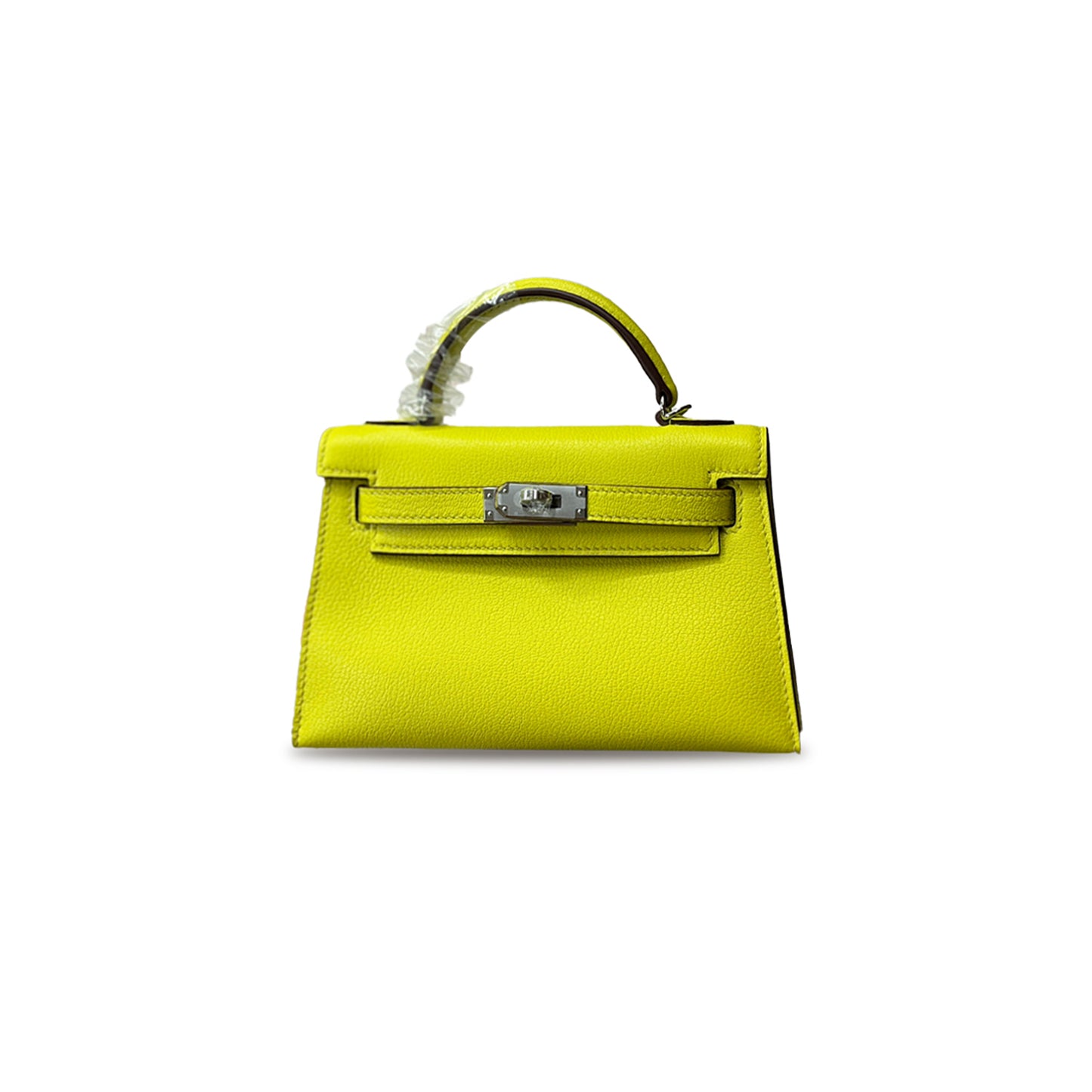H**mes mini kelly ii swift lemon yellow silver buckle hardware (19*12*5.5cm)