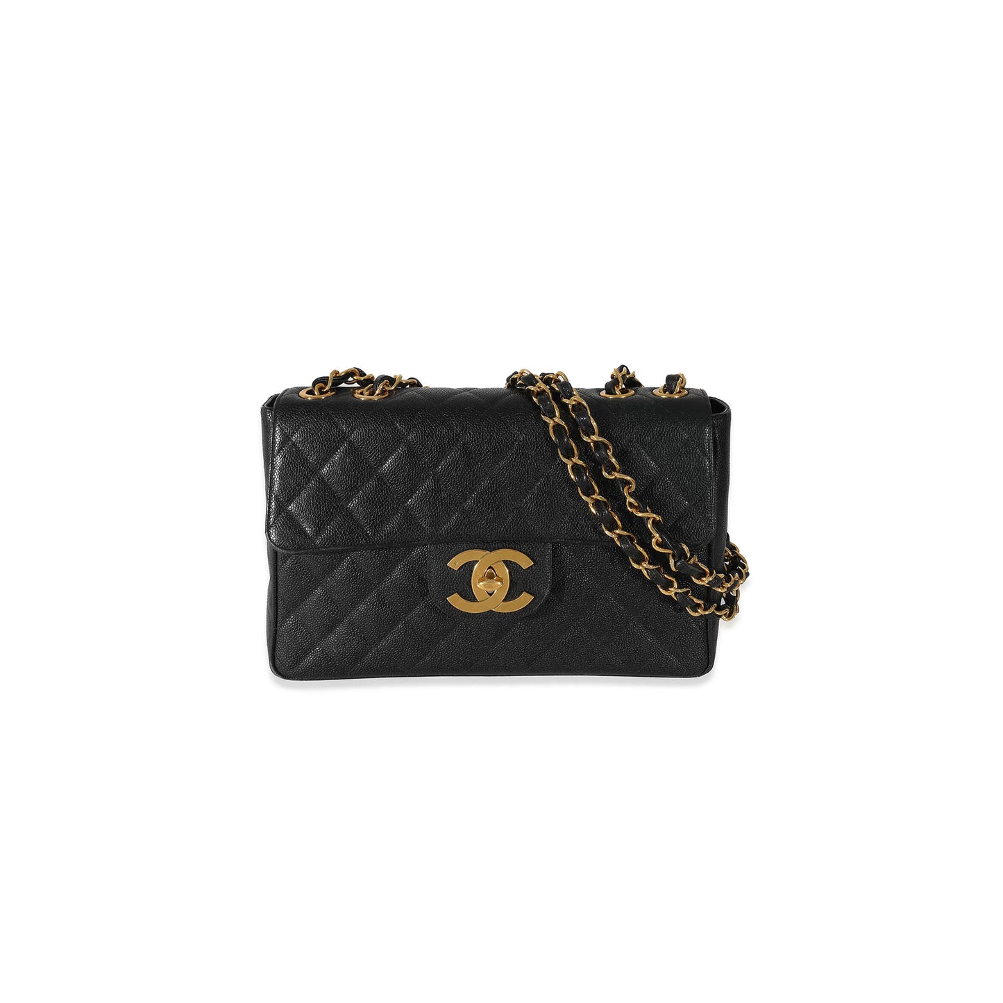 Ch**el master vintage black caviar classic flap bag (30*21*8cm)