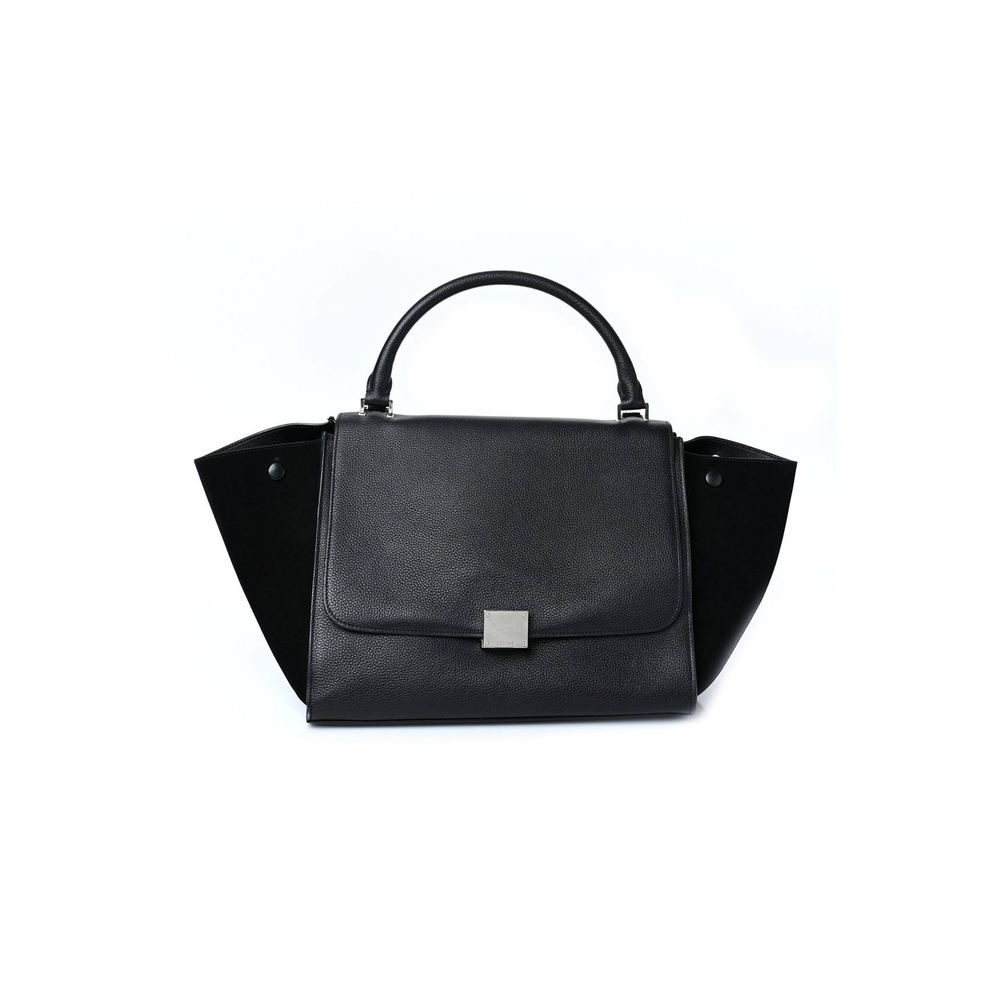Ce**e drummed calfskin suede medium trapeze black (30*22*18cm)