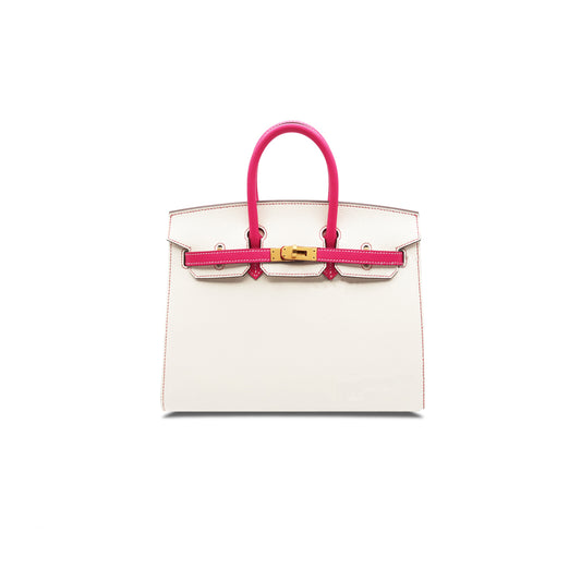 H**mes master birkin 25 epsom milkshake white and pink gold buckle bag h028368ck6s (25*20*13cm)