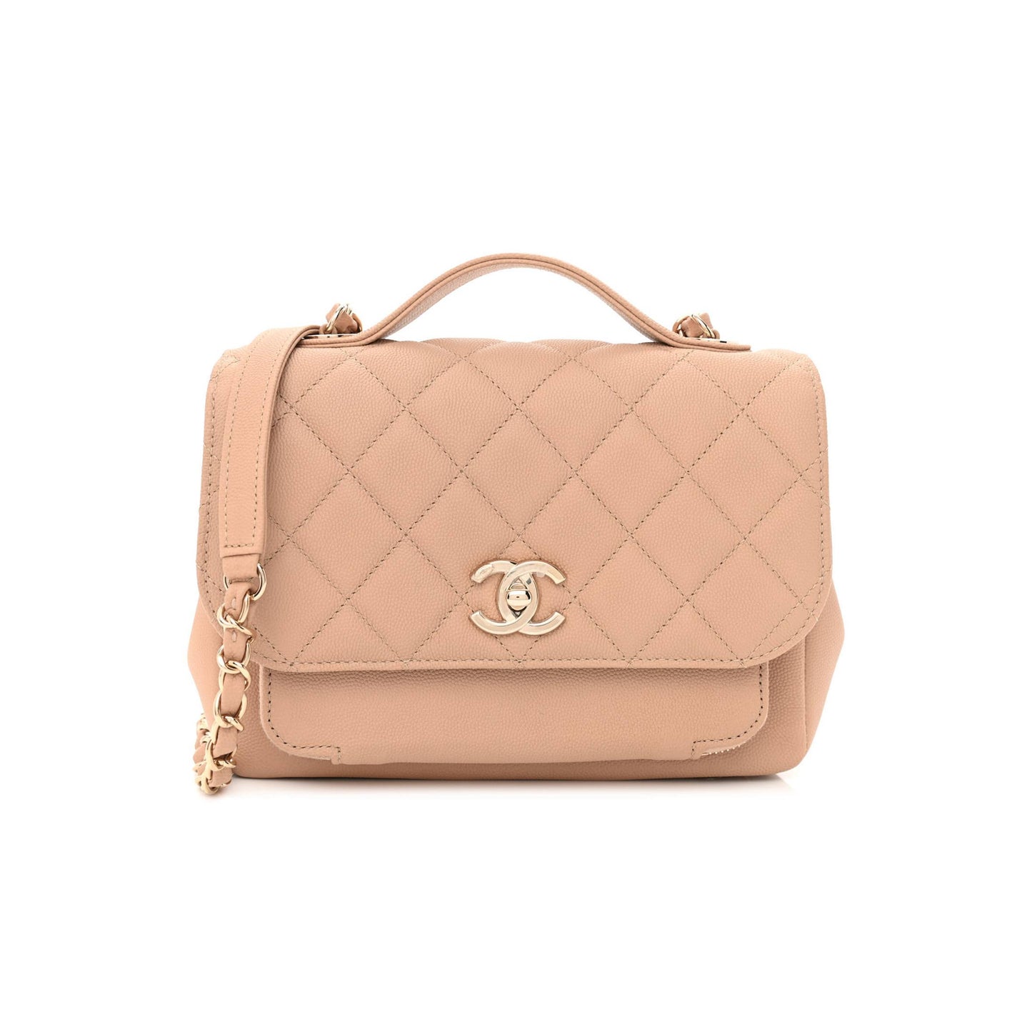Ch*el caviar quilted medium business affinity flap beige gold hardware (22*16*7cm)
