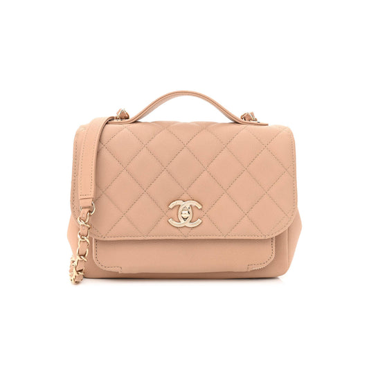 Ch*el caviar quilted medium business affinity flap beige gold hardware (22*16*7cm)