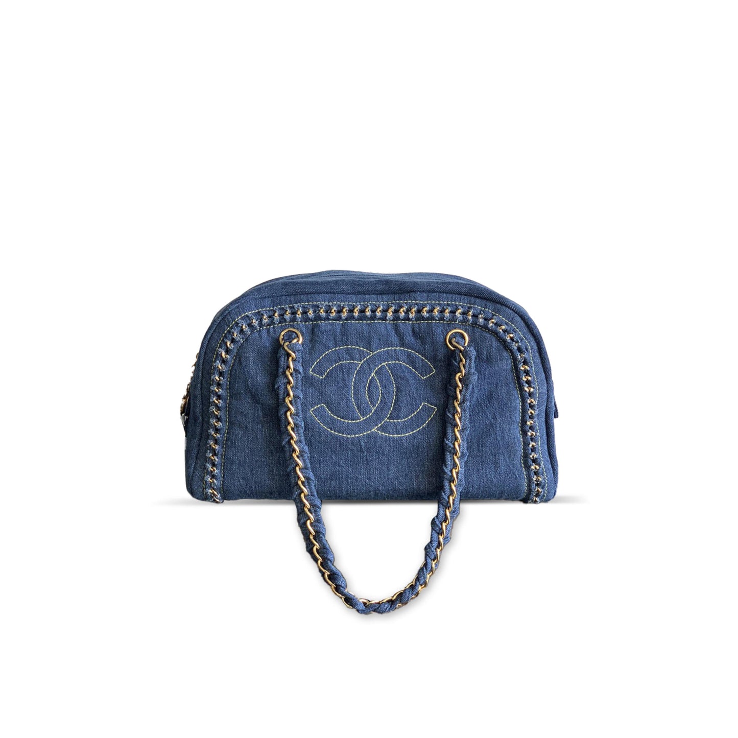 Ch**el denim luxe ligne bowler bag (33*20.5*15cm)