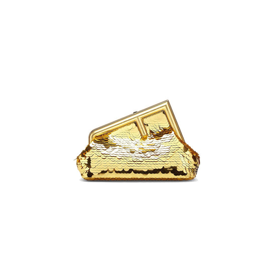F**di first small - gold-colored leather and sequinned bag 8bp129ajp4f0rxu (26*18*9.5cm)