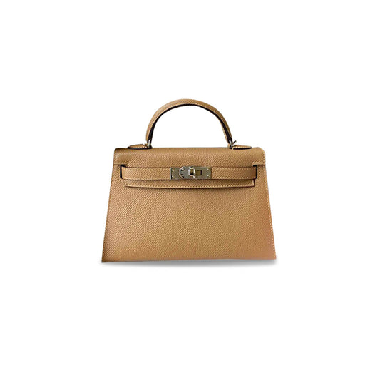 H**mes mini kelly ii epsom milk tea silver buckle (19*12*5.5cm)