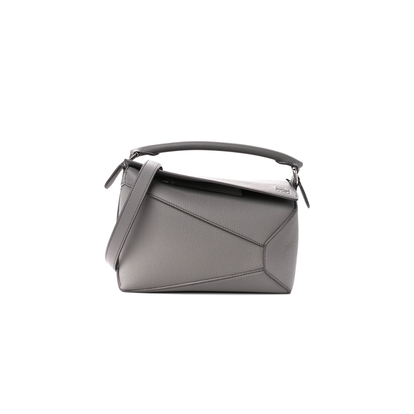 l*ew* soft grained calfskin small puzzle edge bag pearl grey (24*16.5*10.5cm)