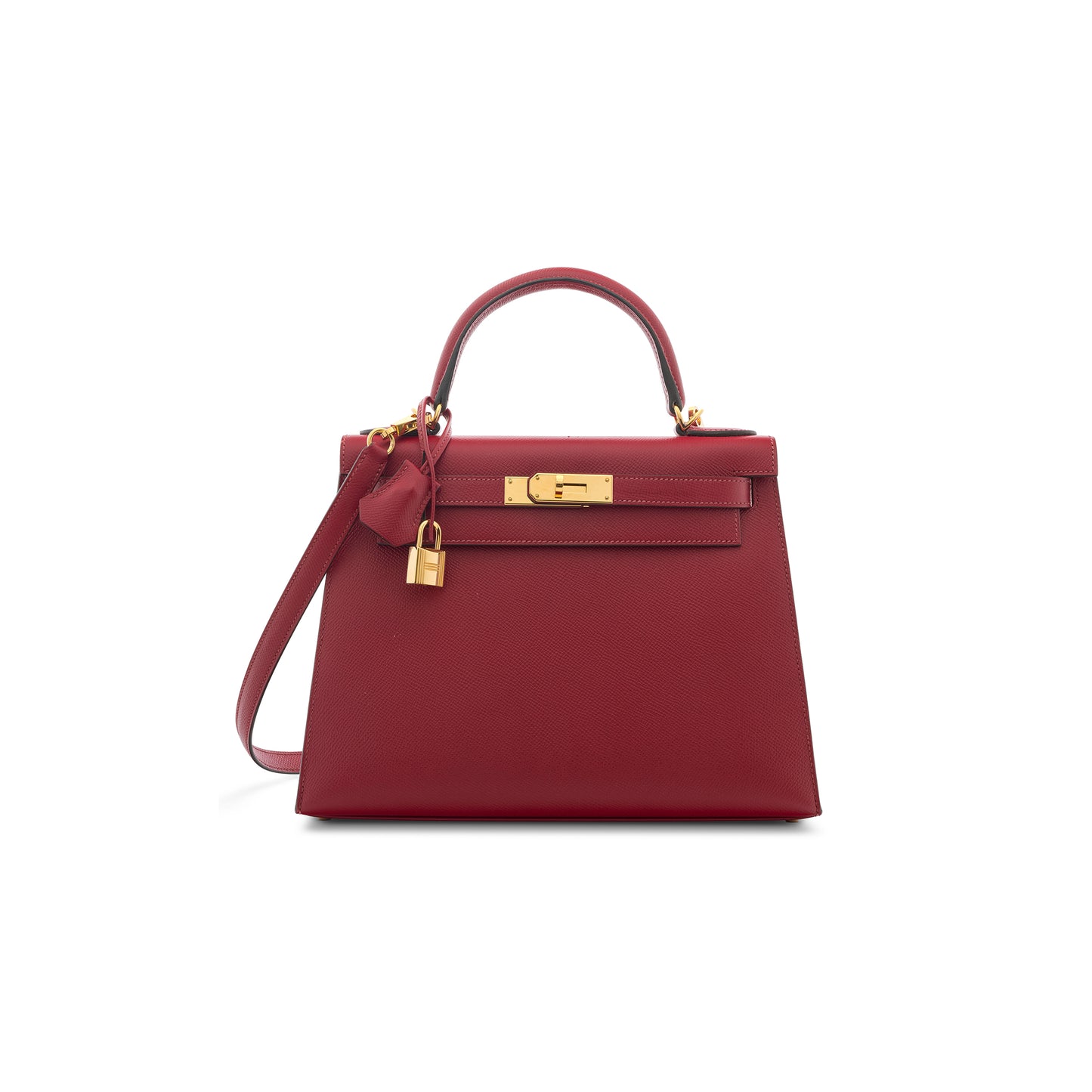H**mes a rouge garance epsom leather sellier kelly 28 with gold hardware (28*22*10cm)