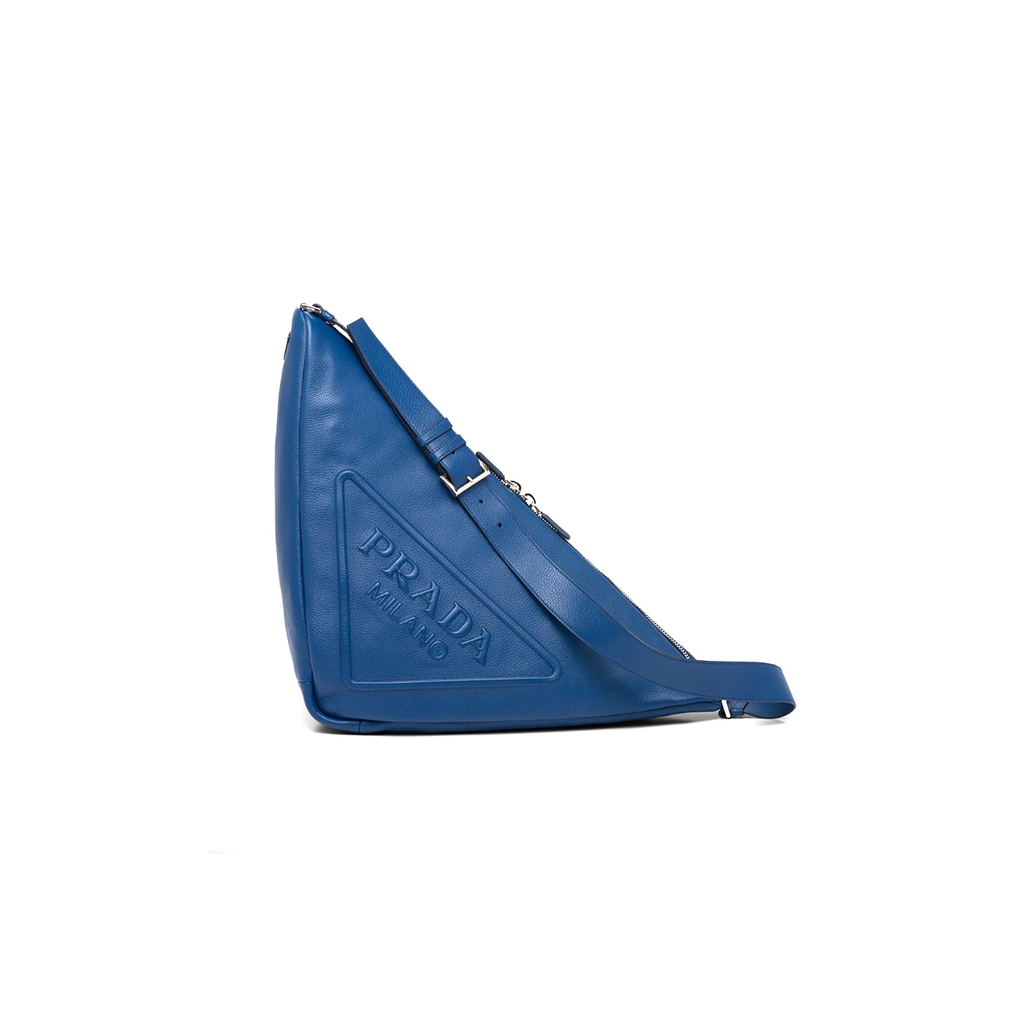 Pra*a leather triangle shoulder bag large bluette 2vy007 (60*30cm)