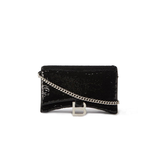 Ba*len*cia*ga black hourglass sequinned leather cross-body bag matchesfashion us (19.5*12*5cm)