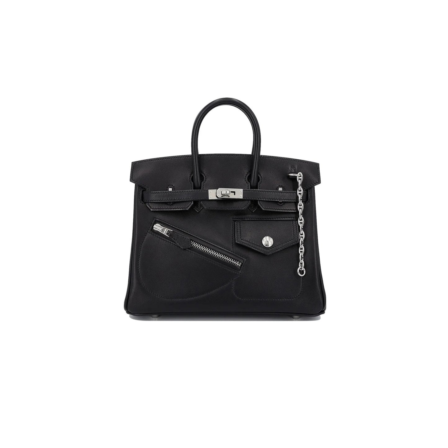 H**mes master birkin 25 rock black silver hardware 10074565 (25*20*13cm)