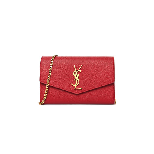 Y*L uptown chain wallet in grain de poudre embossed leather 607788110108 (19*12*3cm)