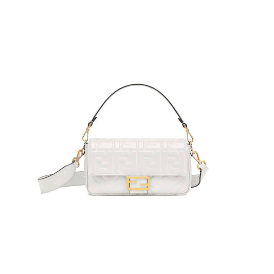 F**di baguette - white leather bag 8br600a72vf15ao (27*15*6cm)