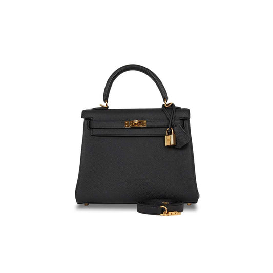 H**mes kelly 25 retourne black togo gold hardware (25*17*7cm)