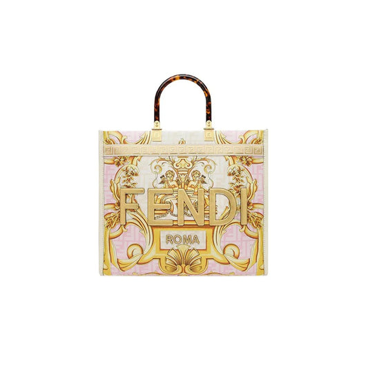 F**di sunshine versace co-branded fendace sunshine tote bag 8bh386ajtxf1hm8 (35*31*17m)