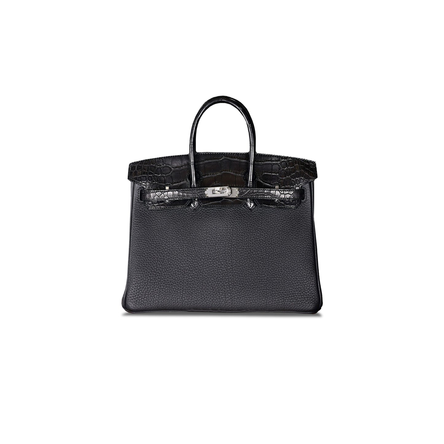 H**mes master birkin touch 25 togo crocodile leather black silver buckle bag 3053468627 (25*20*13cm)
