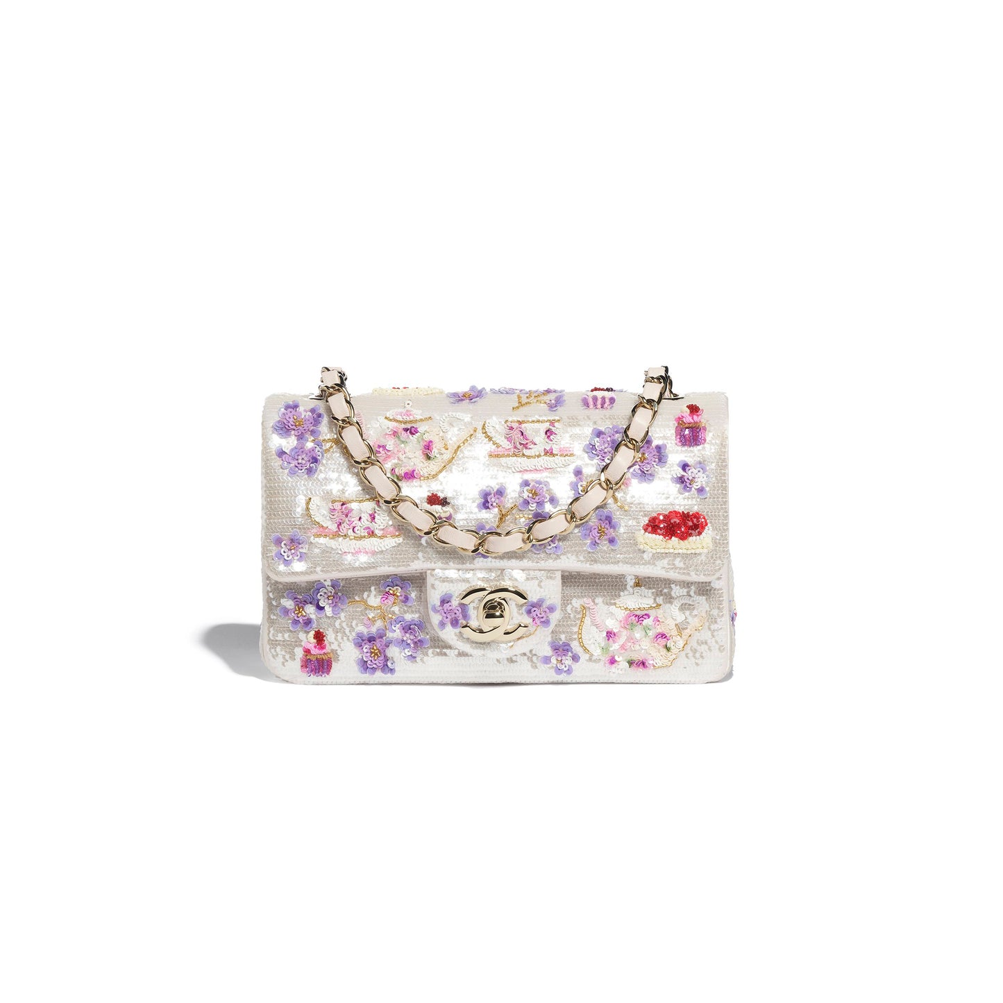 Ch*el camellia iridescent wool tweed lilac a69900 (20*10*7cm)