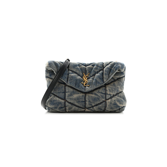 Y*L loulou puffer monogram chain satchel blue black 1525526 (23*15.8*5.8cm)
