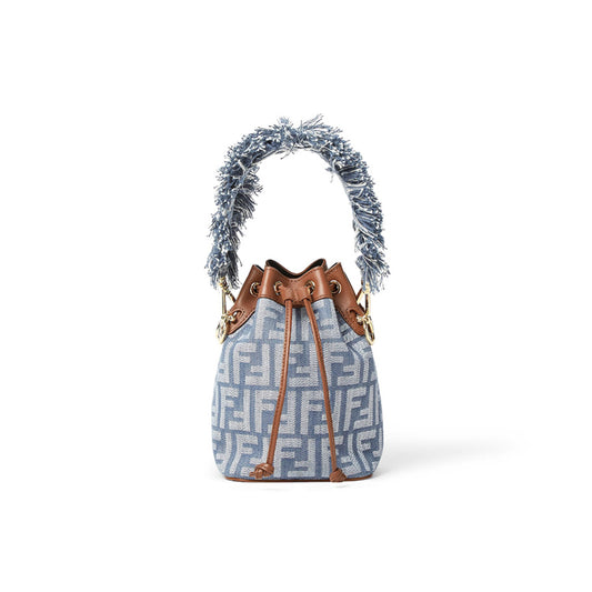 F**di mon tresor blue denim-effect ff jacquard mini bag 8bs093aut4f1sxq (18*14*12cm)