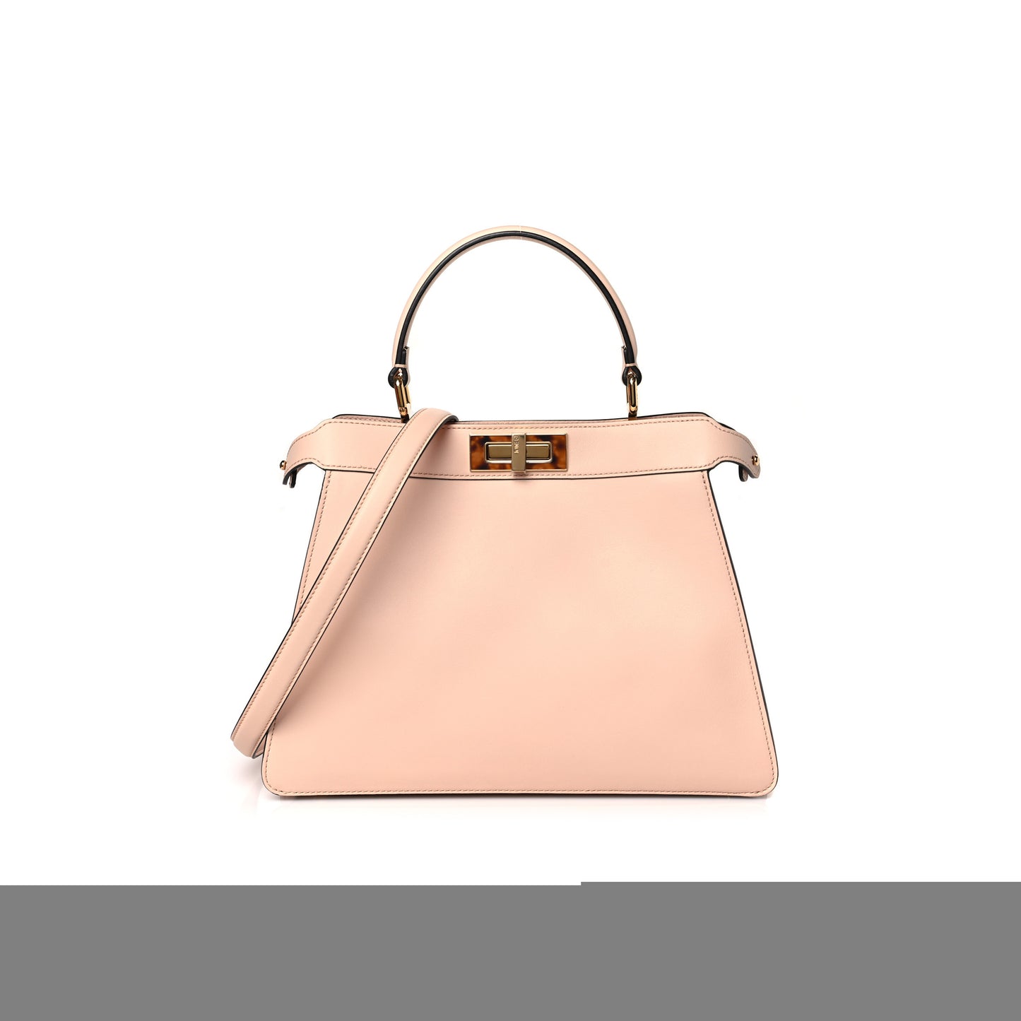 F**di vitello seta shiny nappa plexiglass medium peekaboo i see u satchel light rose (33*25*13cm)
