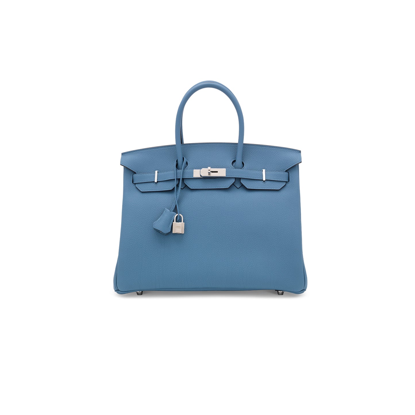 H**mes master birkin 30 epsom leather agate blue silver buckle handbag 3101504 (30*23*15cm)
