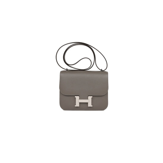 H**mes constance 18 gris meyer epsom palladium hardware (18cm)