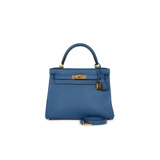 H**mes kelly retourne 28 bleu agate evercolor gold hardware (28*22*10cm)