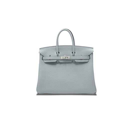 H**mes birkin 30 togo leather pearl grey silver buckle bag h028369ck08 (30*23*15cm)