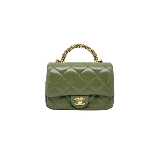 Ch*el master Ch*el mini flap bag with top handle as5032 (19*14*8cm)