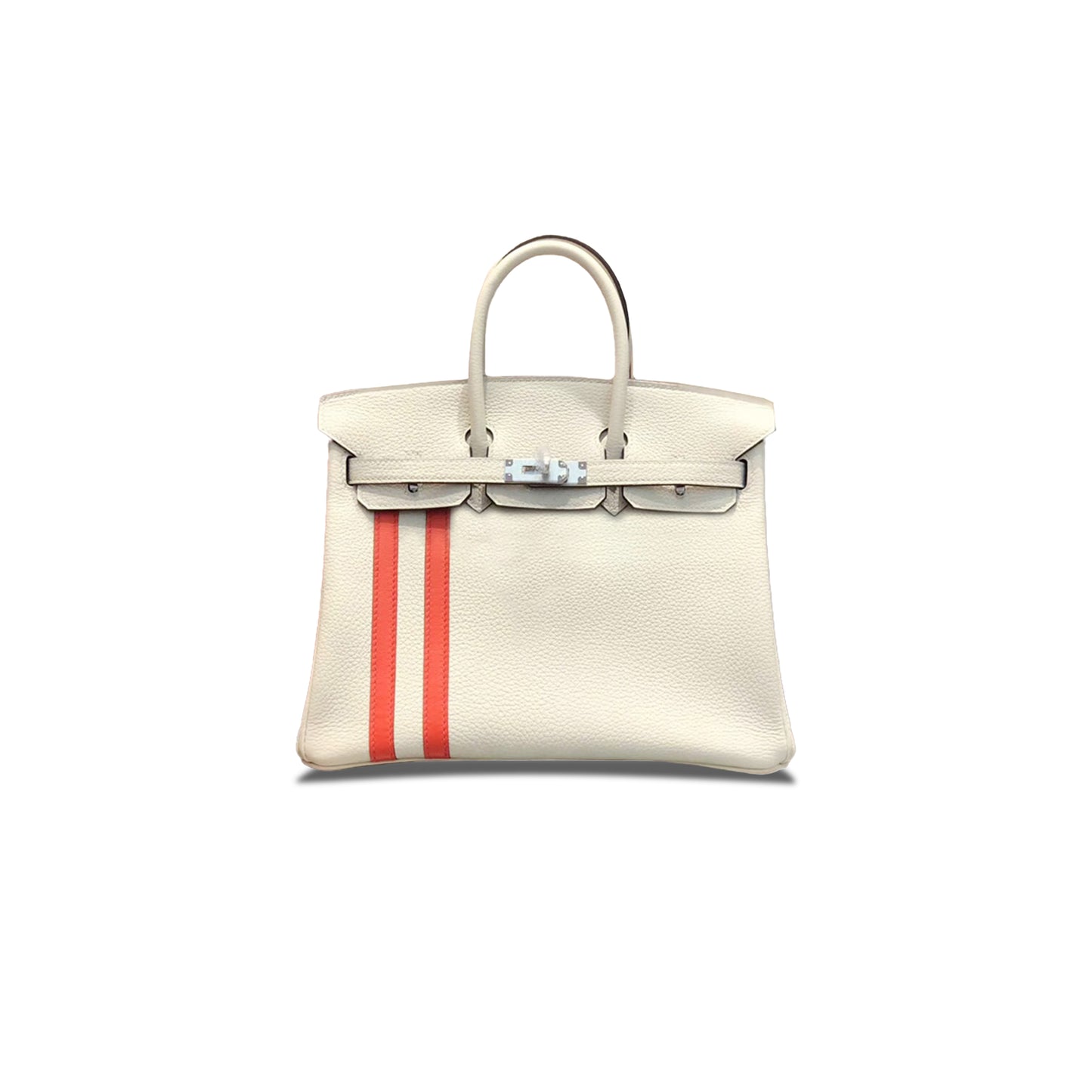 H**mes master birkin 30 togo leather double silver buckle bag h028365ck03 (30*22*15cm)