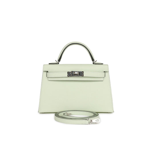 H**mes mini kelly sellier 20 vert fizz epsom palladium hardware (19*12*5.5cm)