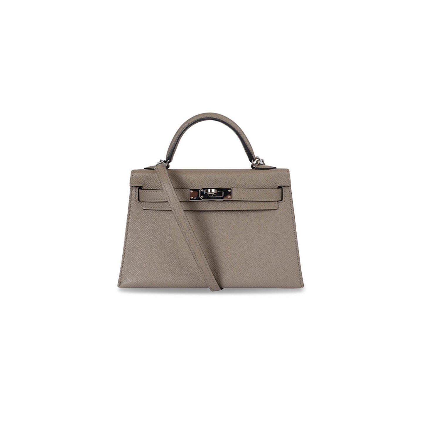 H**mes master mini kelly ii epsom aluminum alloy gray silver buckle (19*12*5.5cm)