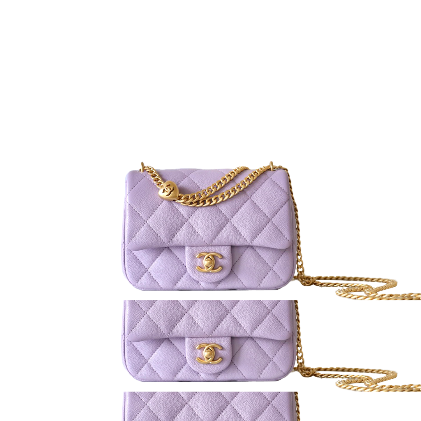 Ch*el master 24p heart adjustment button purplelychee cowhide cf flap bag as3829 (20*14*8cm)