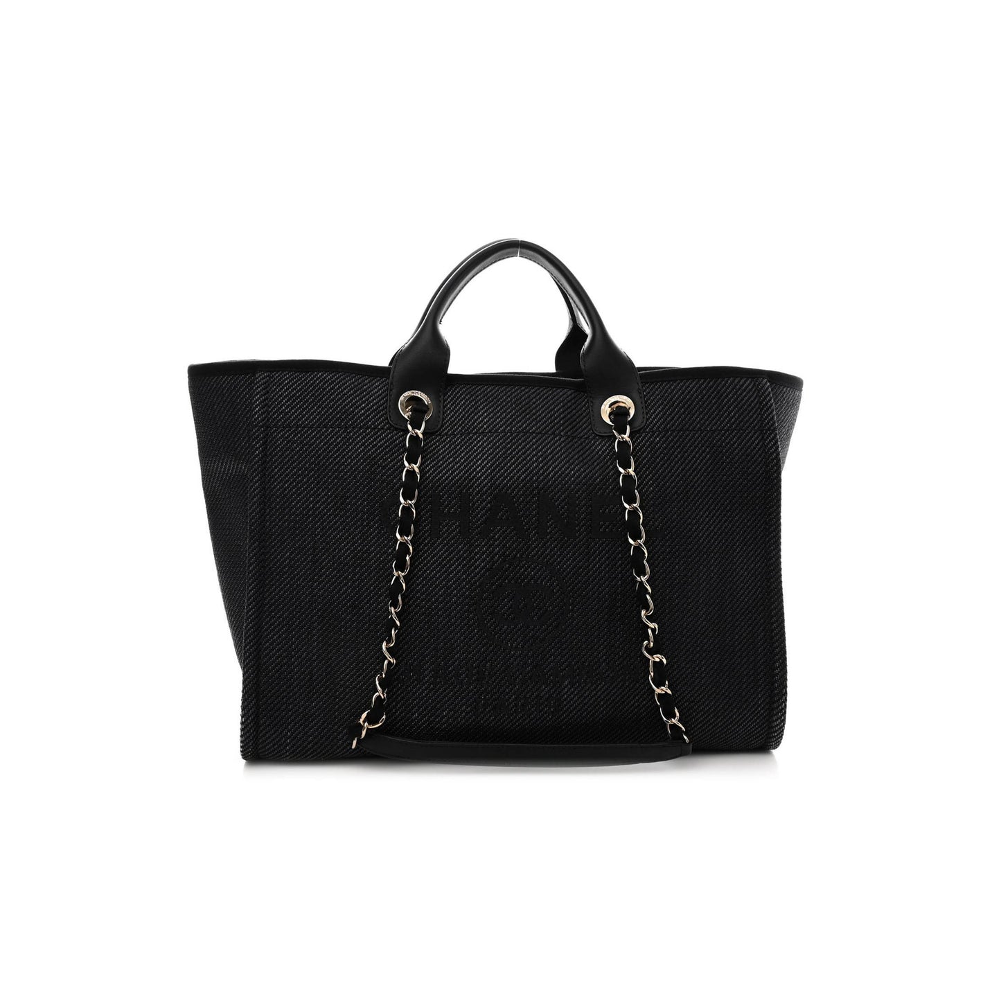 Ch*el mixed fibers calfskin medium deauville tote blue (38*30*20cm)