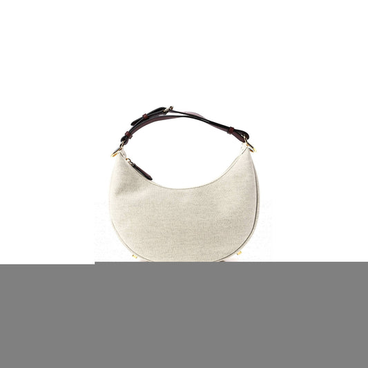 F**di canvas vitello grace small F**digraphy hobo bag grezzo ghianda (28*20*8cm)
