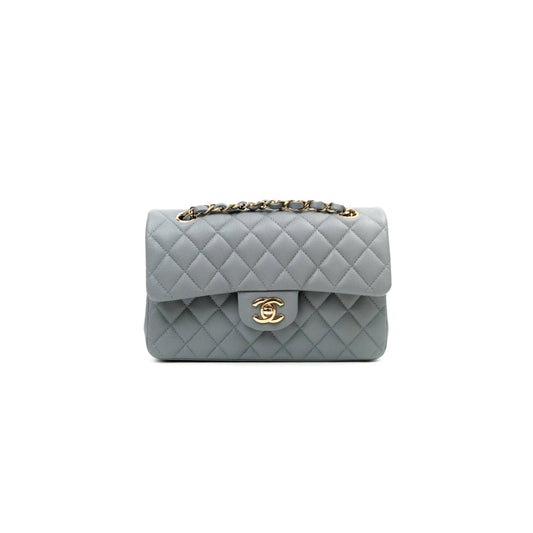 Ch*el classic small flap grey caviar light gold hardware a37586 (23*14.5*6cm)