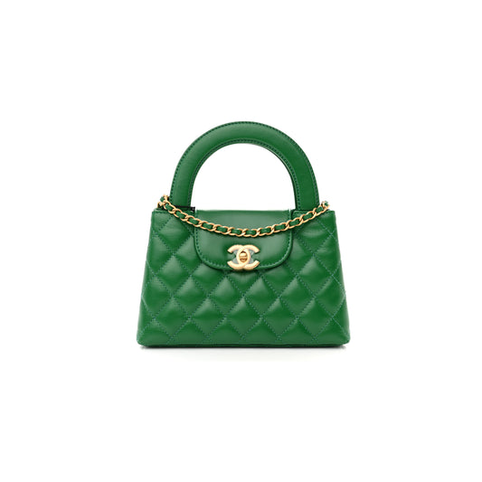Ch*el master shiny calfskin quilted nano kelly shopper green as4416 (19*13*7cm)